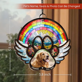 Personalized Pet Memorial Ornament, Dog Memorial Rainbow Bridge Suncatcher Ornaments, Loss of Pet Christmas Ornaments for Dog Lovers